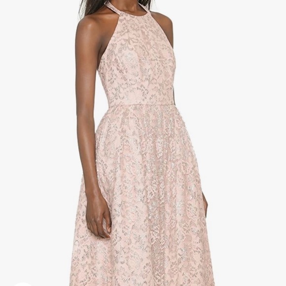 Shoshanna Midnight Algeria Lace Halter Dress Size 6 Blush Pink from Revolve - Picture 2 of 10